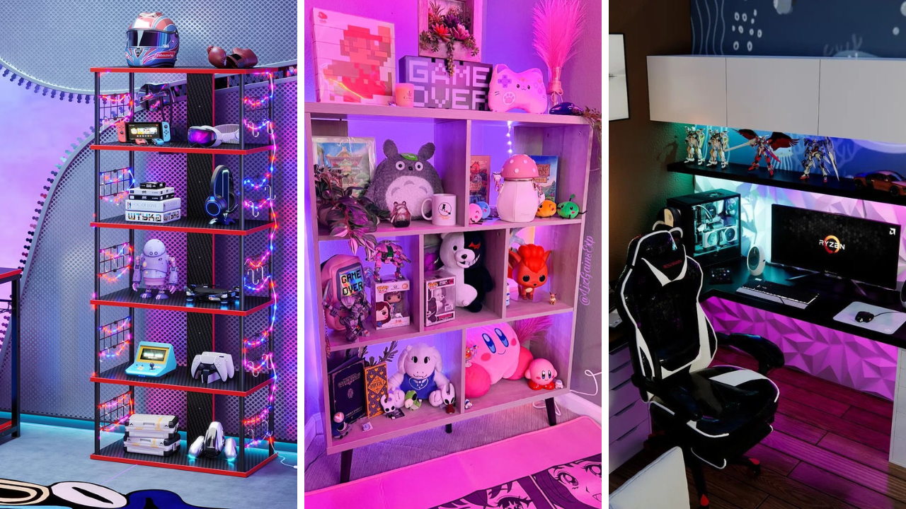 Gaming shelf decor ideas